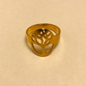 Stainless Steel Elegant Gold Tree of Life Ring Sz 8.5